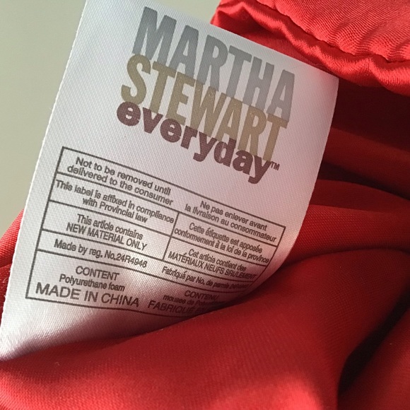 Martha Stewart red satin Christmas stocking with white embroidered snowflakes - Picture 3 of 4